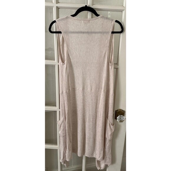 Sleeveless Long Cardigan Vest Duster Women’s Medium Beige Boho Cowboy Coastal - Picture 5 of 10